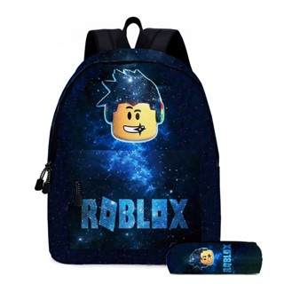 กระเป๋าเป้สะพายหลัง ลายการ์ตูน Roblox สีฟ้า สําหรับเด็กผู้ชาย และเด็กผู้หญิง 2 ชิ้น