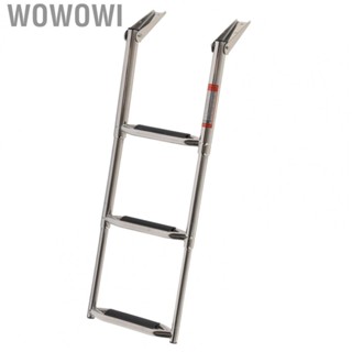 Wowowi 3 Step Marine Ladder  Silver Simple Installation 304 Stainless Steel Boat Ladders  for RVs for Trucks