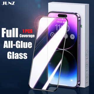 ฟิล์มกระจกนิรภัยกันรอยหน้าจอ แบบใส HD เต็มจอ สําหรับ iPhone 14 13 12 11 Xs Max mini X XR 7 8 6 6S SE Plus J001-1