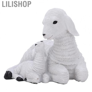 Lilishop Sheep Figurines Rustic Style Distressed Look Resin Material Decorative