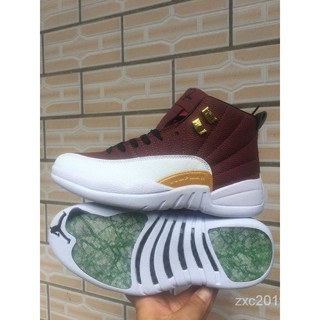 ของแท้ 100% Jordan 12 Retro AJ12 High Men Brown/White XDHX 86QW OVHU