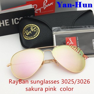 Rayban Aviator RB3025 แว่นตากันแดด 3026 ประดับคริสตัล สีชมพู สําหรับผู้หญิง และผู้ชาย