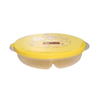 Bento Circle Pompompurin Yellow Sanrio Food Box กล่องข้าวทรงกลมปอมปอมปูรินสีเหลือง ลายการ์ตูนซานริโอ ใส่อาหาร 2 ช่อง