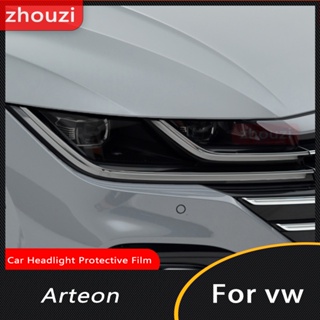 สติกเกอร์ฟิล์ม TPU ใส ป้องกันรอยขีดข่วน สีดํา สําหรับติดไฟหน้ารถยนต์ Volkswagen VW CC Arteon 2018-2021