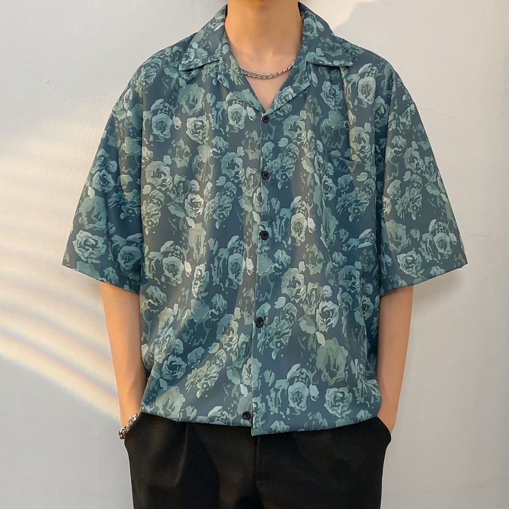 เสื้อเชิ้ตแขนสั้น พิมพ์ลาย ทรงหลวม ขนาดใหญ่ สไตล์ญี่ปุ่น สําหรับผู้ชาย ขนาด: M L XL 2XL 3XL รุ่น 1331