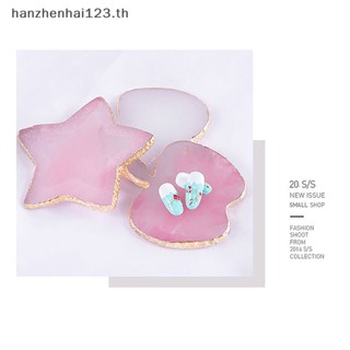 Hanhai จานสีหินอาเกตเรซิ่น สําหรับผสมสีเล็บ