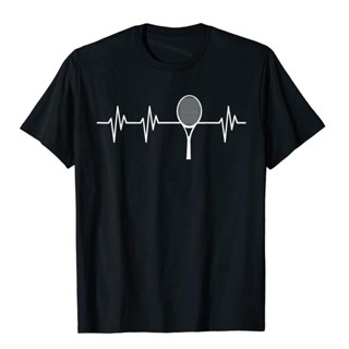 เสื้อยืด ผ้าฝ้าย พิมพ์ลาย Racquet Heartbeat ขนาดใหญ่ เหมาะกับของขวัญ สําหรับผู้ชาย