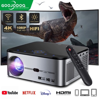 Goojodoq โปรเจคเตอร์ภาพยนตร์ WiFi Mini 8K HD พร้อมซิงโครไนซ์หน้าจอสมาร์ทโฟน 1080p 12000 Lm