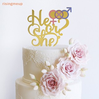 [risingmeup] ป้ายธงอะคริลิค ลาย She Or He Birthday สําหรับตกแต่งเค้กวันเกิด