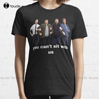 เสื้อยืดลําลอง แขนสั้น พิมพ์ลาย U Cant Sit With Us Impractical Jokers ขนาดใหญ่ สีดํา สําหรับผู้ชาย และผู้หญิง