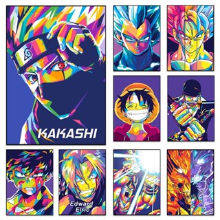 ภาพวาดสีน้ํามันดิจิทัล รูปการ์ตูนนารูโตะ ดราก้อนบอล สไตล์ญี่ปุ่น สําหรับตกแต่งบ้าน