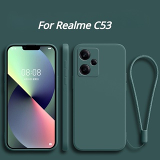 เคสโทรศัพท์ซิลิโคน TPU แบบนิ่ม พร้อมสายคล้อง สําหรับ Realme C53 C55 C35 10 Pro 4G Narzo 50A Prime N53 N55