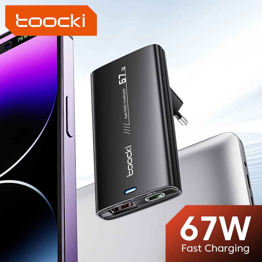 Toocki 67W GaN ที่ชาร์จ Mini QC4.0 PD3.0 ชาร์จเร็ว USB Type C ที่ชาร์จ สําหรับแล็ปท็อป ชาร์จโทรศัพท์