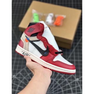 [Pure Original NK] Joe 1st Generation Retro High OG Chicago Joint OW Chicago Bulls Red Black White High-Top รองเท้าบาสเก็ตบอล