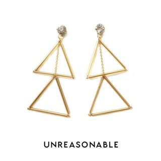 ต่างหู Dubble Triangle ทอง ต่างหูคลิป ต่างหูก้านเงินแท้ น้ำหนักเบา สวยใส่สบาย Unreasonable Accessories UA0431-02