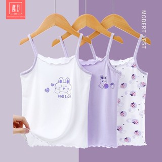เสื้อกล้าม ผ้าเรยอน ลายการ์ตูน แฟชั่นฤดูร้อน สําหรับเด็กผู้หญิง