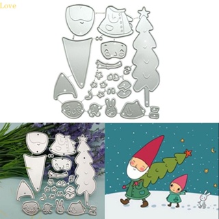 Love Christmas แผ่นแม่แบบโลหะ ตัดลายนูน รูปซานต้า สําหรับตกแต่งสมุดภาพ การ์ด DIY