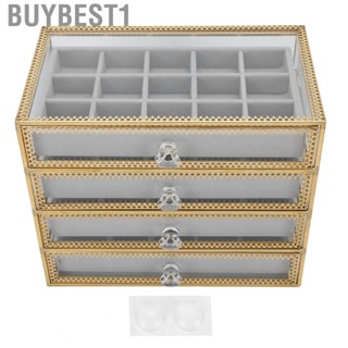 Buybest1 Jewelry Box  60 Grids Velvet Organizer 4 Layered Display Storage Case with Drawers for Woman Home Mall Counter