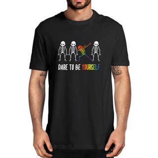 เสื้อคู่ Kendin olmaya cesaret et sevimli LGBT gurur komik 100% pamuk yaz yenilik erkek yenilik büyük boy t-shirt kadınl