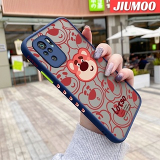 เคสซิลิโคนนิ่ม แบบใส ขอบสี่เหลี่ยม ลายหมีสตรอเบอร์รี่ กันกระแทก สําหรับ Xiaomi Redmi Note 10 4G Note 10s Note 10 Pro POCO M5s Note 11 SE