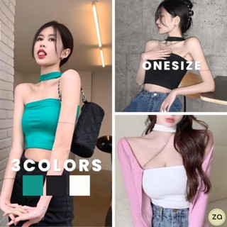 💥HOT SALE💥เสื้อแฟชั่นแบบสายคล้องคอ ผ้าร่อง 3 สี