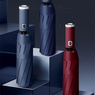 【ในการจัดส่ง】ร่มพับUvอัตโนมัติพร้อมไฟฉายLed 10-ribs Windproof Payung Lipat Automatik Fashion Auto Umbrella