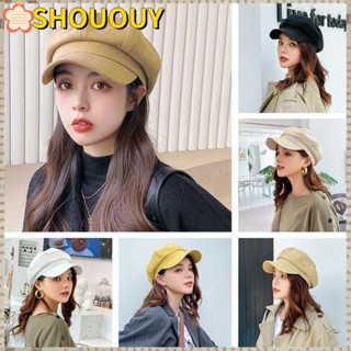 SHOUOUY Newsboy หมวกเบเร่ต์กันแดด ทรงแปดเหลี่ยม สไตล์สตรีท