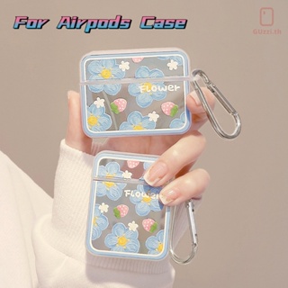 เคสหูฟังบลูทูธ ซิลิโคน ลายดอกไม้ สีฟ้า สําหรับ Airpods Pro 3 1 2 Pro 2