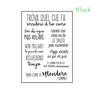 แสตมป์ซิลิโคนใส ลายคําภาษาอิตาลี สีดํา สําหรับตกแต่งสมุดบันทึก DIY