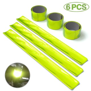 6Pcs Reflective Wrist Bands Safety Slap Bands Night Running Armbands Luminous