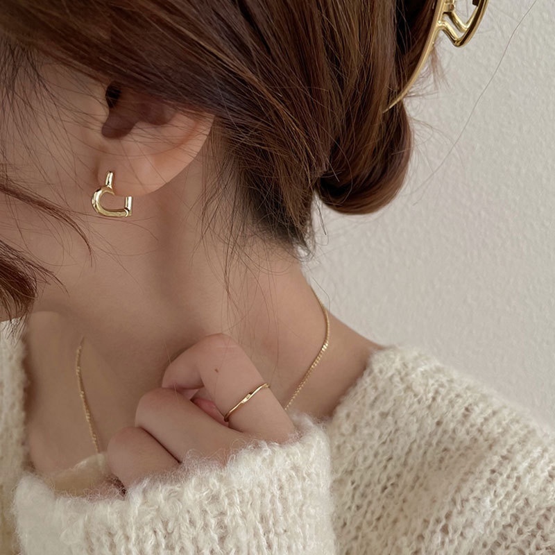 โลหะ Love Hoop Earings สําหรับผู้หญิงต่างหูสําหรับผู้ชายต่างหูเจาะสําหรับผู้หญิงชุด Hikaw Earings สํ