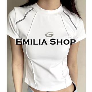 EMILIA SHOP  เสื้อยืด เสื้อครอป เสื้อผ้าแฟชั่นผู้หญิง สไตล์เกาหลี ins 2023 ใหม่  ins ทันสมัย Unique สวย A29J1PS 36Z230909