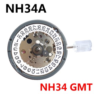 ใหม่ ของแท้ กลไกนาฬิกาข้อมืออัตโนมัติ NH34A 4-Pin 3 Oclock NH34 GMT สําหรับผู้ชาย