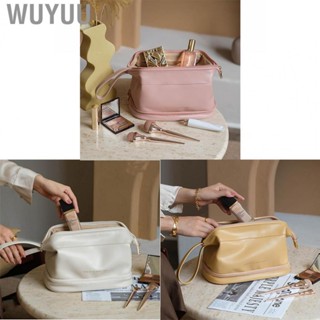 Wuyuu Makeup Bag Large Opening Portable High  Advanced PU Leather Makeup Bag for Travel