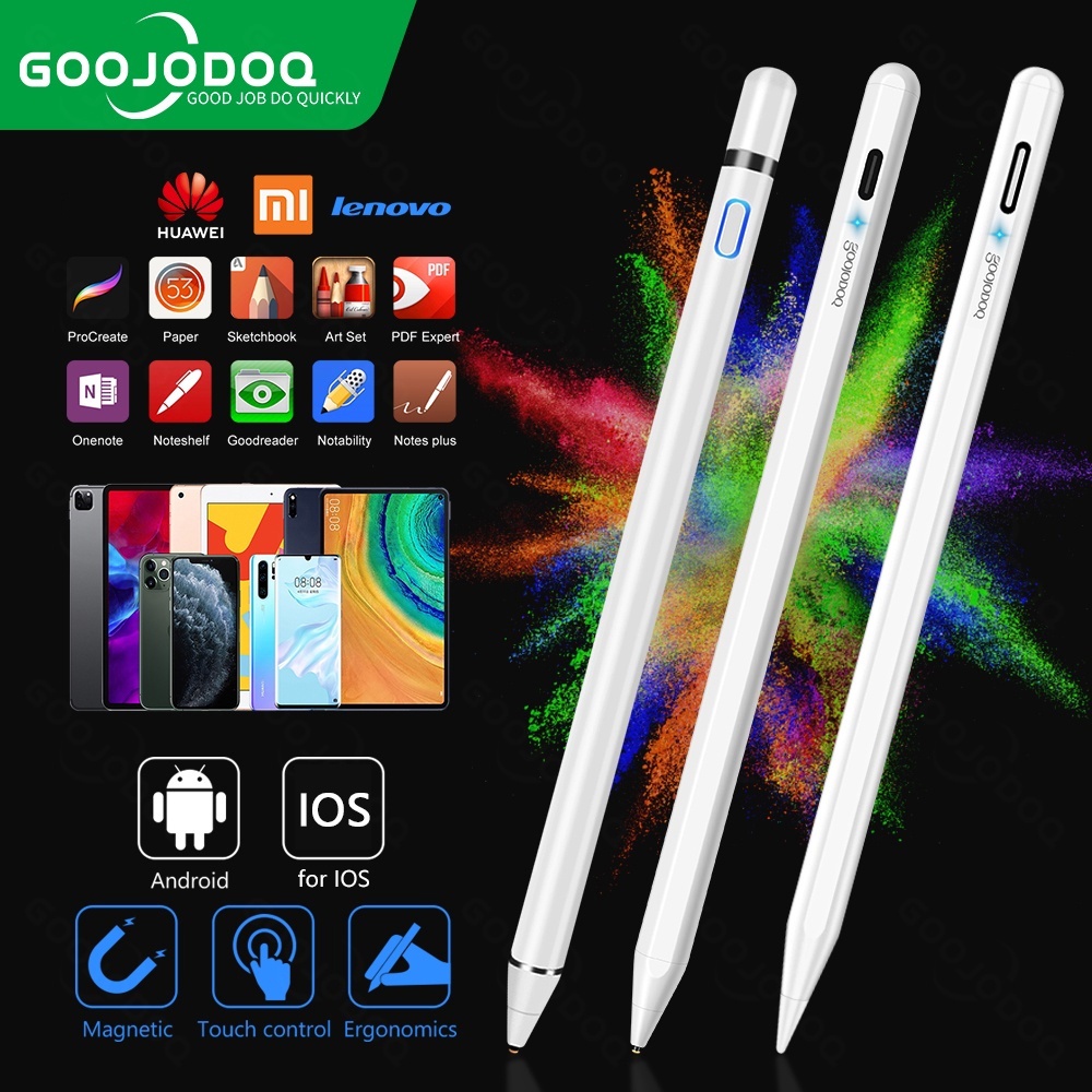 GOOJODOQ ปากกาสไตลัส สําหรับ iPad Android Phone Active Stylus Capacitive Pencil สําหรับ Xiaomi Huawei