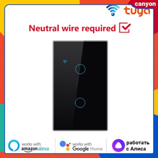 1/2/3/4gang Tuya Wifi Smart Switch Waterproof Wall Touch Switch Capacitive Touch Sense Timer Function รองรับการควบคุมด้วยเสียง canyon