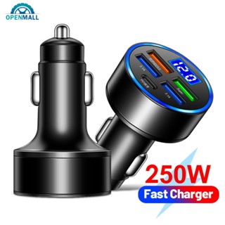 Openmall อะแดปเตอร์ชาร์จเร็ว 250W 4 พอร์ต USB QC3.0+PD Type C PD 12-24V C1Y8 สําหรับรถยนต์