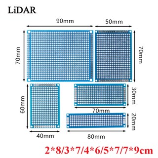 บอร์ดวงจร PCB สองด้าน สีฟ้า 2*8 ซม. 3*7 ซม. 4*6 ซม. 5*7 ซม. 7*9 ซม. 2.54 มม. 2 ชิ้น