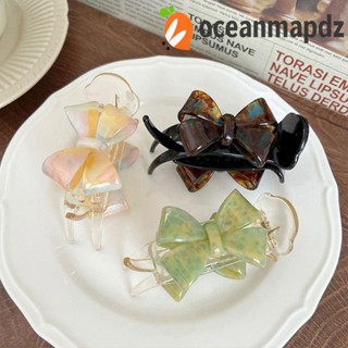 OCEANMAPDZ กิ๊บติดผมอะคริลิค ประดับโบว์ หรูหรา สไตล์เกาหลี สําหรับผู้หญิง