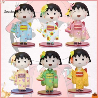 โมเดลฟิกเกอร์ Maruko Chan เหมาะกับของสะสม ของเล่นสําหรับเด็ก จํานวน 6 ชิ้น