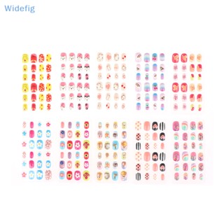 Widefig เล็บปลอม ลายการ์ตูนน่ารัก สีสันสดใส สําหรับตกแต่งเล็บเด็ก 24 ชิ้น