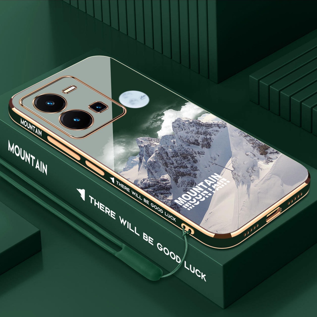 เคสโทรศัพท์มือถือ ซิลิโคน ลายภูเขาหิมะ พร้อมสายคล้อง สําหรับ VIVO V23E VIVO V25 5G VIVO Y35 VIVO Y22S Y22 VIVO V25 pro 5G