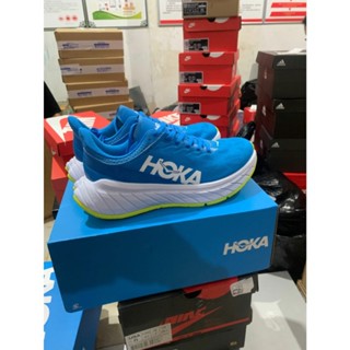 ใหม่ HOKA ONE CARBON X2 รองเท้าผ้าใบ รองเท้าวิ่ง ดูดซับแรงกระแทก สีฟ้า สีขาว NFU2 2023