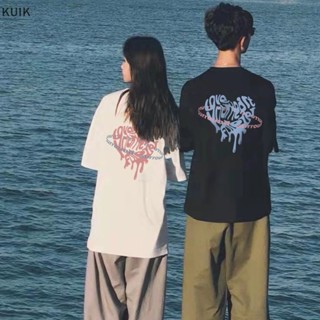 เสื้อยืดแขนสั้นลําลอง คอกลม ทรงหลวม พิมพ์ลาย Kuik แฟชั่นฤดูร้อน สําหรับคู่รัก