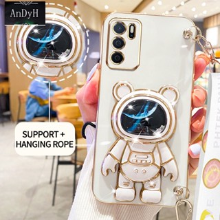 Andyh เคสโทรศัพท์มือถือ ลายนักบินอวกาศ 3D พร้อมสายคล้อง สําหรับ OPPO A16 A16S A54S 4G A15 A15S