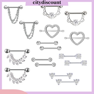 &lt;citydiscount&gt; จิวเจาะร่างกาย รูปหัวใจ ใบไม้ ประดับพลอยเทียม สําหรับผู้หญิง 8 คู่