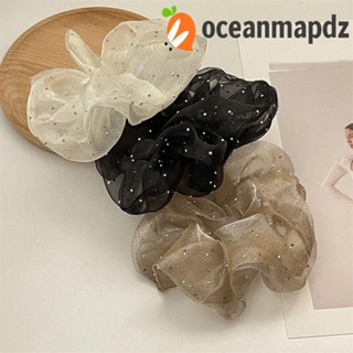 OCEANMAPDZ ยางรัดผม ตาข่าย ยืดหยุ่น หรูหรา โปร่งใส ออร์แกนซ่า ยางรัดผม ใหม่ ที่คาดผม พลอยเทียม ยางรัดผม เพทาย