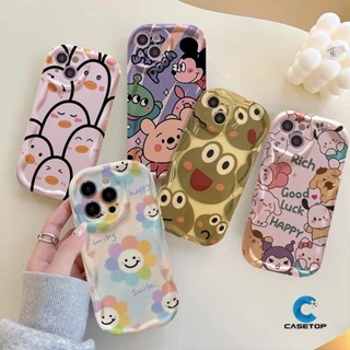 เคสโทรศัพท์มือถือ ขอบโค้ง ลายกบ หมีพูห์ 3D สําหรับ Oppo A12 A55 A16s A15s A9 A15 A77 A16 A17 A53 2020 A54 A5 A17K A77S A7 A1K A57 A5s A3s