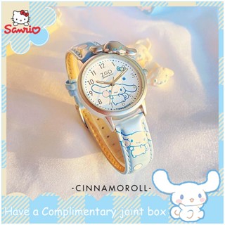 นาฬิกาข้อมือควอตซ์ สายหนัง กันน้ํา ลายการ์ตูนอนิเมะ Sanrio Joint ZGO Hello Kitty Cinnamon เหมาะกับของขวัญ สําหรับนักเรียนหญิง