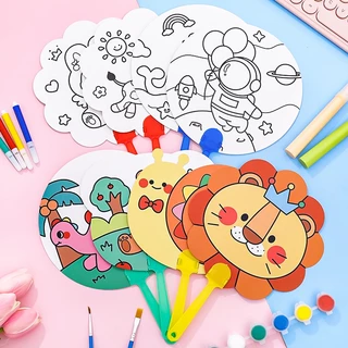 พัด DIY พัดที่สามารถระบายสีได้ พัดศิลปะ พร้อมส่ง